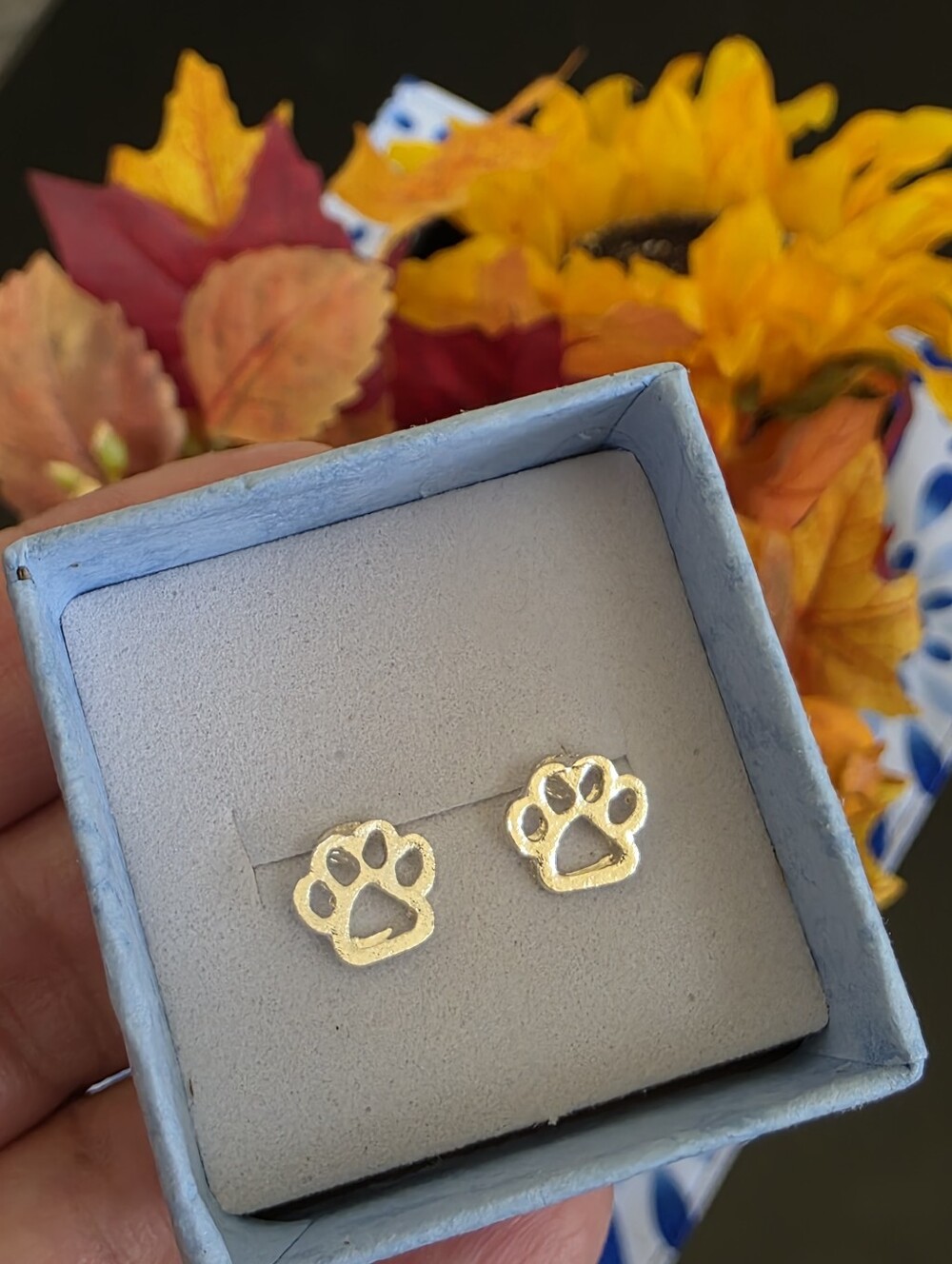 Paw Stud Earrings Silver